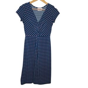 Leota Womens Blue Multi Color Geo Diamond Print Faux Wrap Dress Size Small